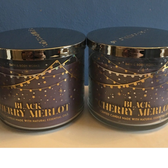 NWT Bath & Body Works Black Cherry Marlot Three Wick Candles - Picture 2 of 4